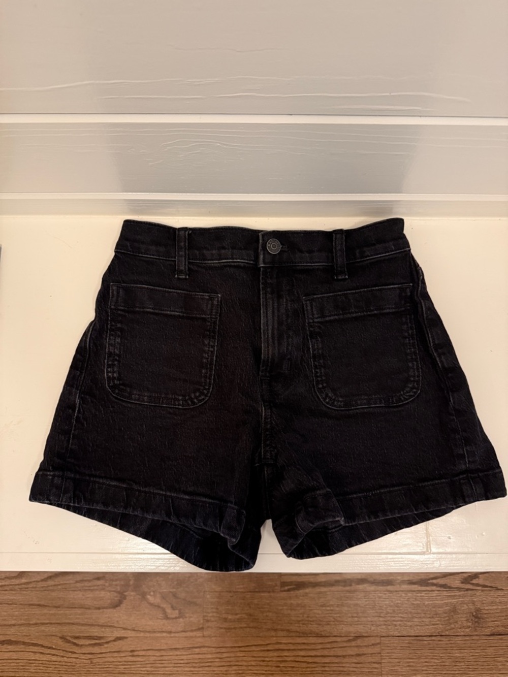 Madewell Black High-Rise Denim Sailor Shorts